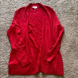 Loft Women's Open-Front Red Cardigan Sweater